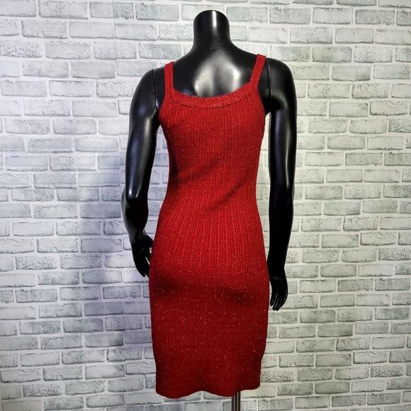 Vintage Y2K Great‎ American Sportswear Red Metallic Ribbed Knit Sleeveless Dress - Picture 6 of 8